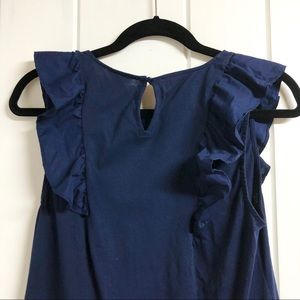 J. Crew Tops - J Crew 100% Cotton Navy Blue Sleeveless Ruffle Top J. Crew Tops - J Crew 100% Cotton Navy Blue Sleeveless Ruffle Top
